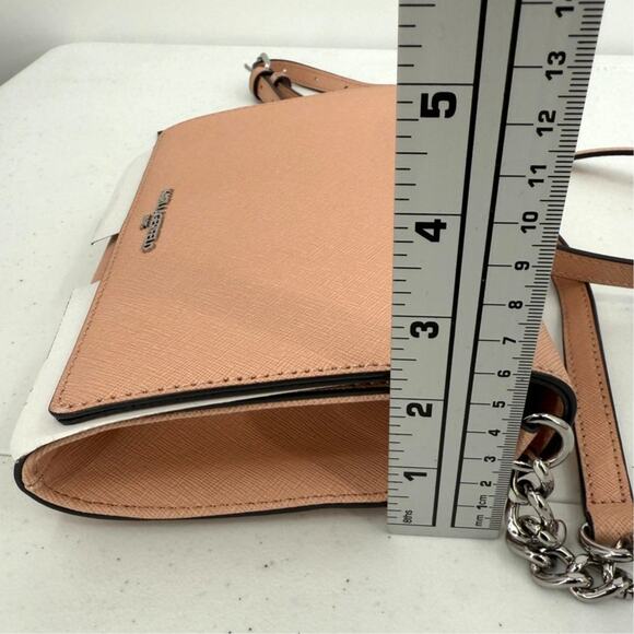 NWT Karl Lagerfeld Paris Connie Peach Leather Crossbody Bag Flap Closure - Picture 12 of 12